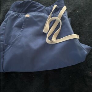 Periwinkle M petite jogger  Scrub Pants with White Drawstring